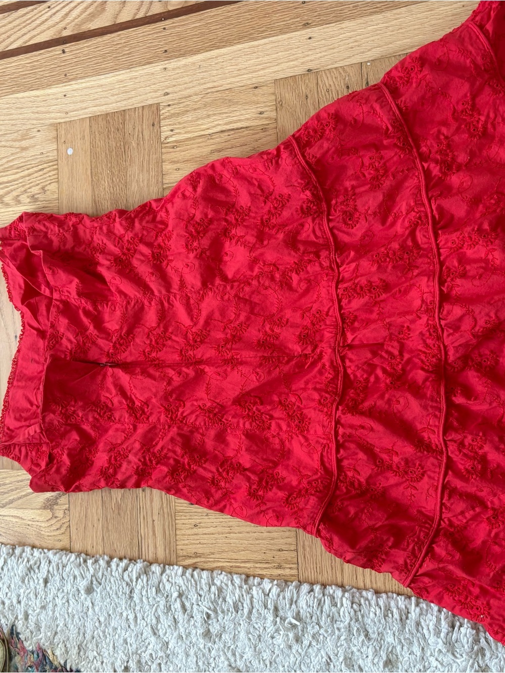 Nanette Lepore Red eyelet Jacquard Spaghetti Strap mini Dress - Picture 3 of 6